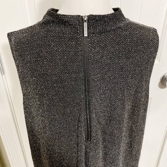 REITMANS Plus-size dark silver metallic mock neck flowy shift dress ~ 2X XXL - Picture 11 of 12
